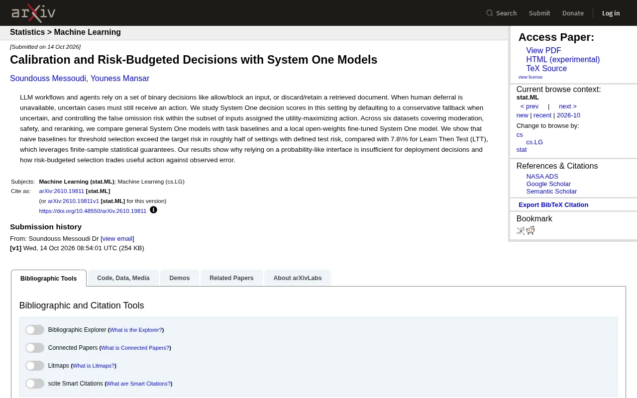 Calibration and Risk-Budget Decisions for System One Models: A New Framework for Binary Judgments in LLM Agents
