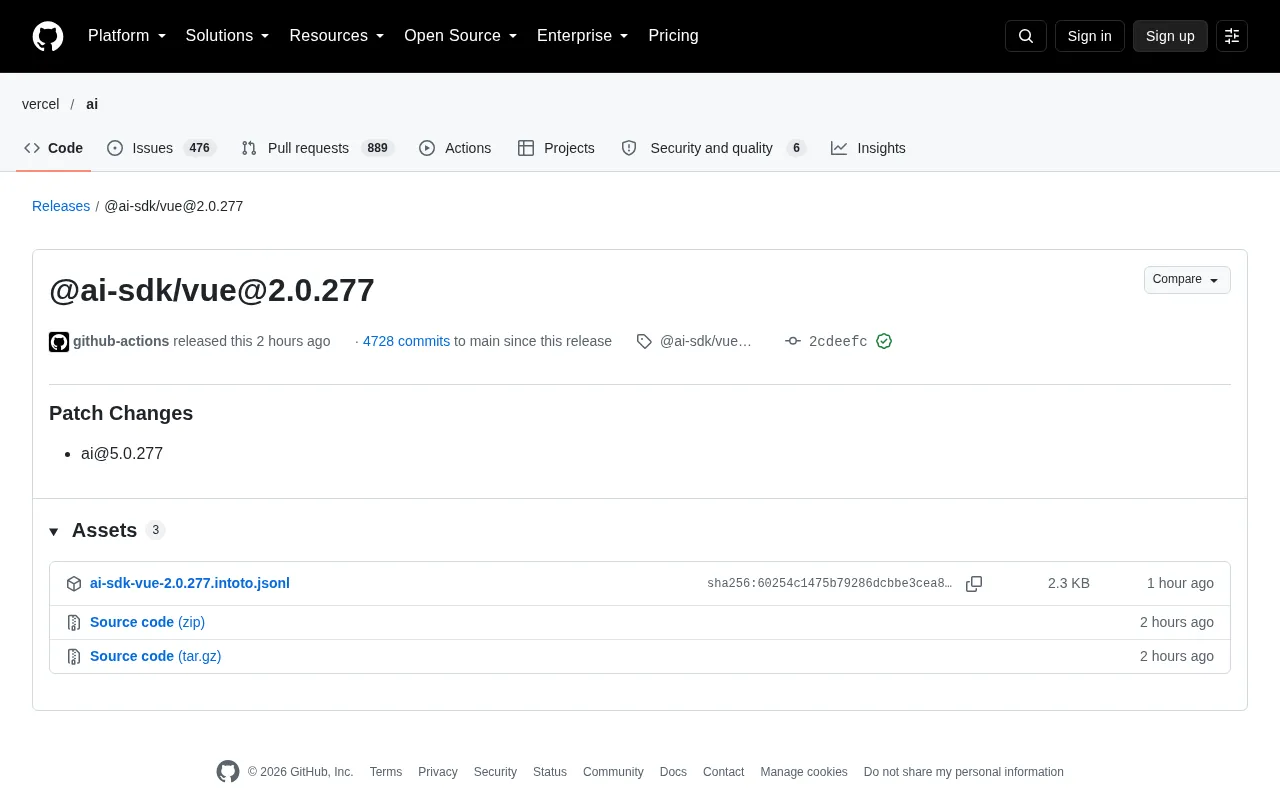 AI SDK Vue 2.0.277 Patch Released: Syncs with ai 5.0.277