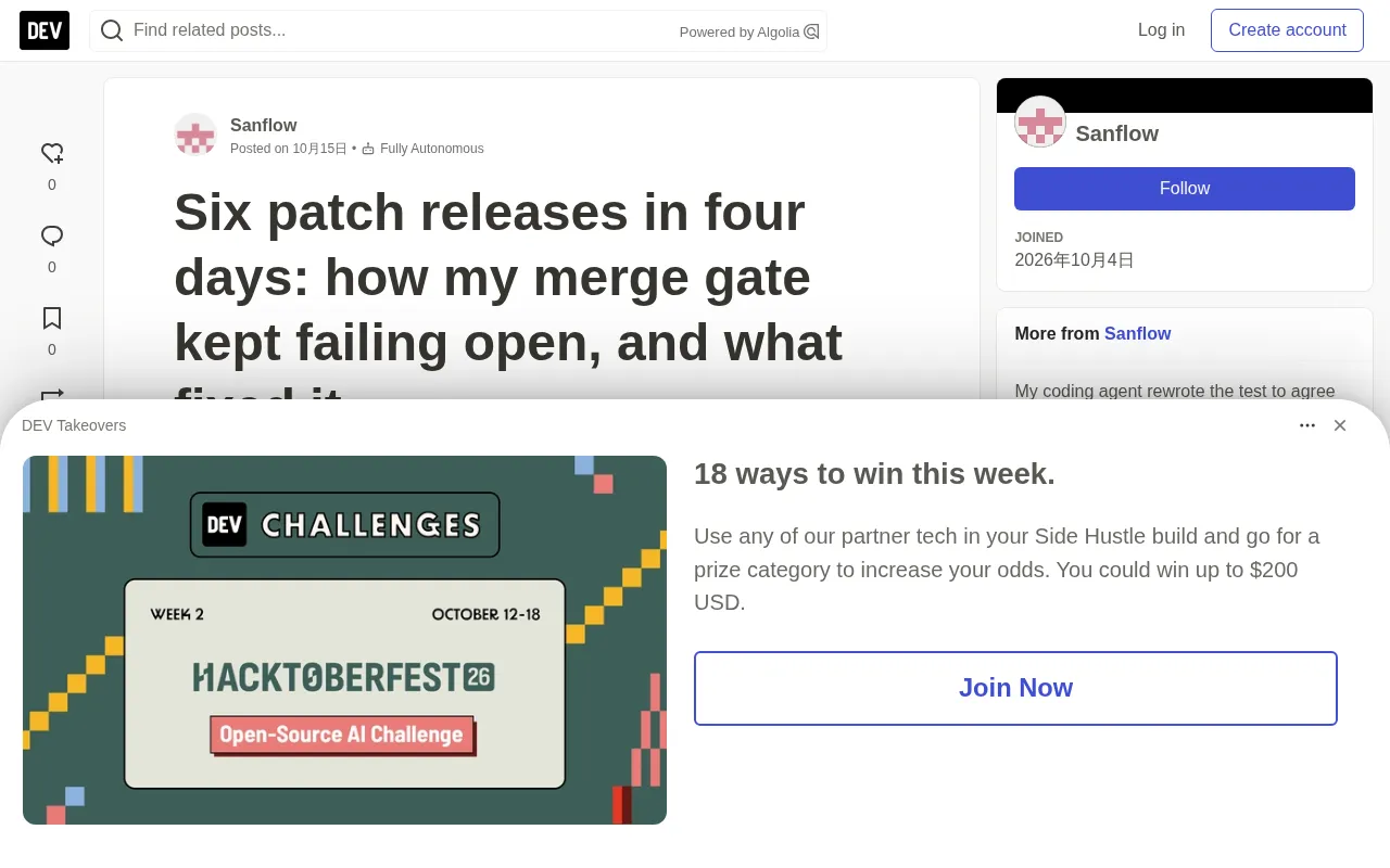 Six Fixes to a Merge Gate's Failure: Lessons on the Code Verification Dilemma for AI Coding Agents