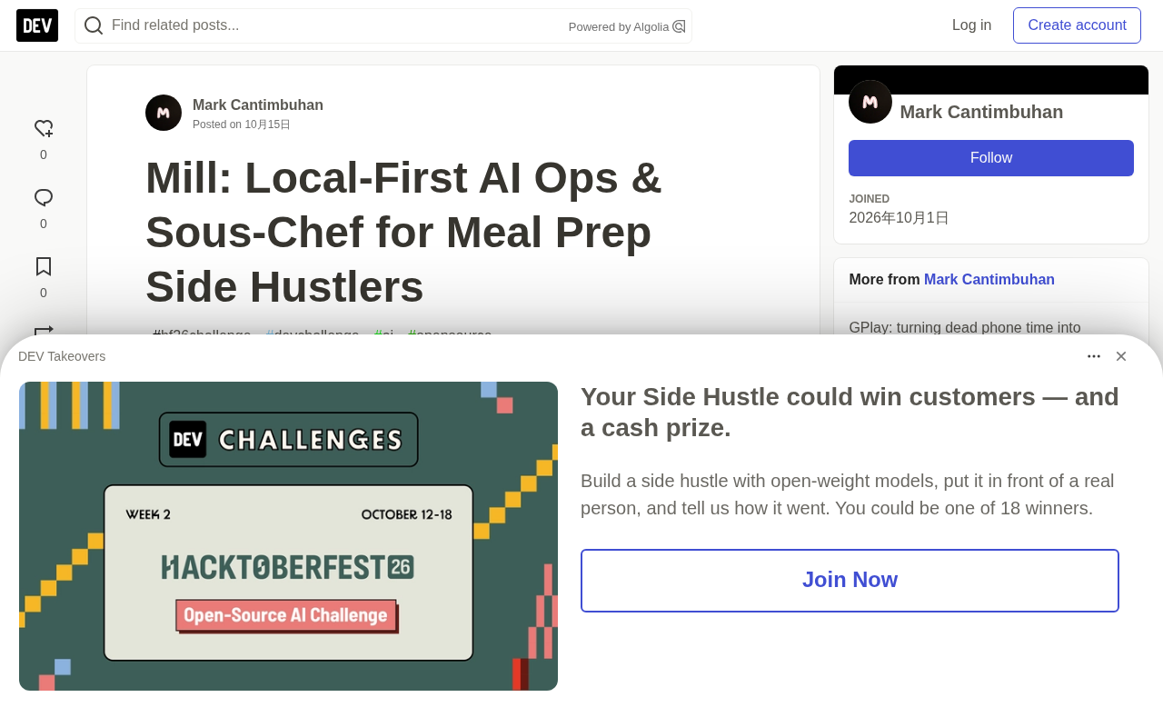 Mill: A Local-First AI Operations Assistant for Food Side-Hustlers