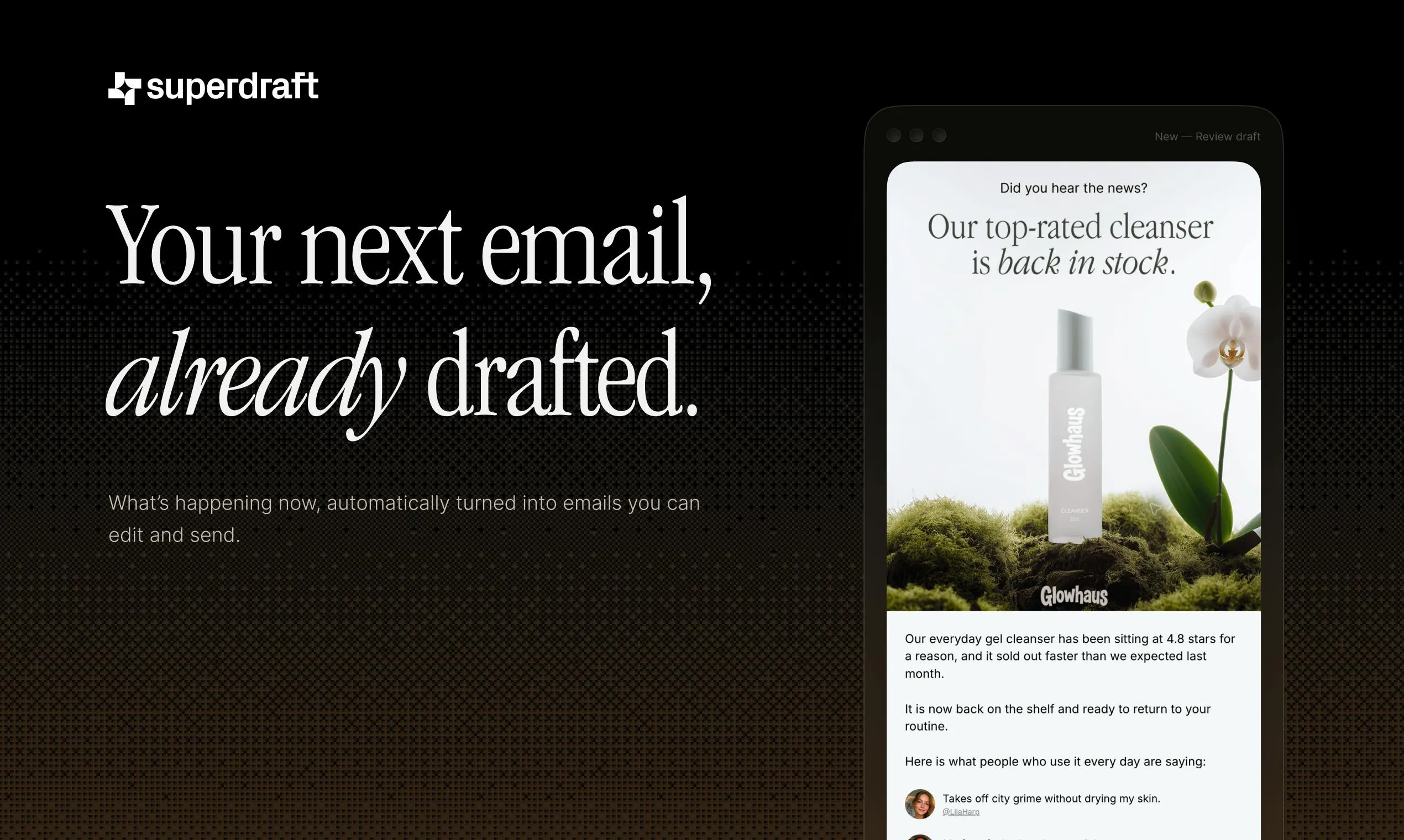 Superdraft: Using AI to Automatically Discover Customer Email Opportunities