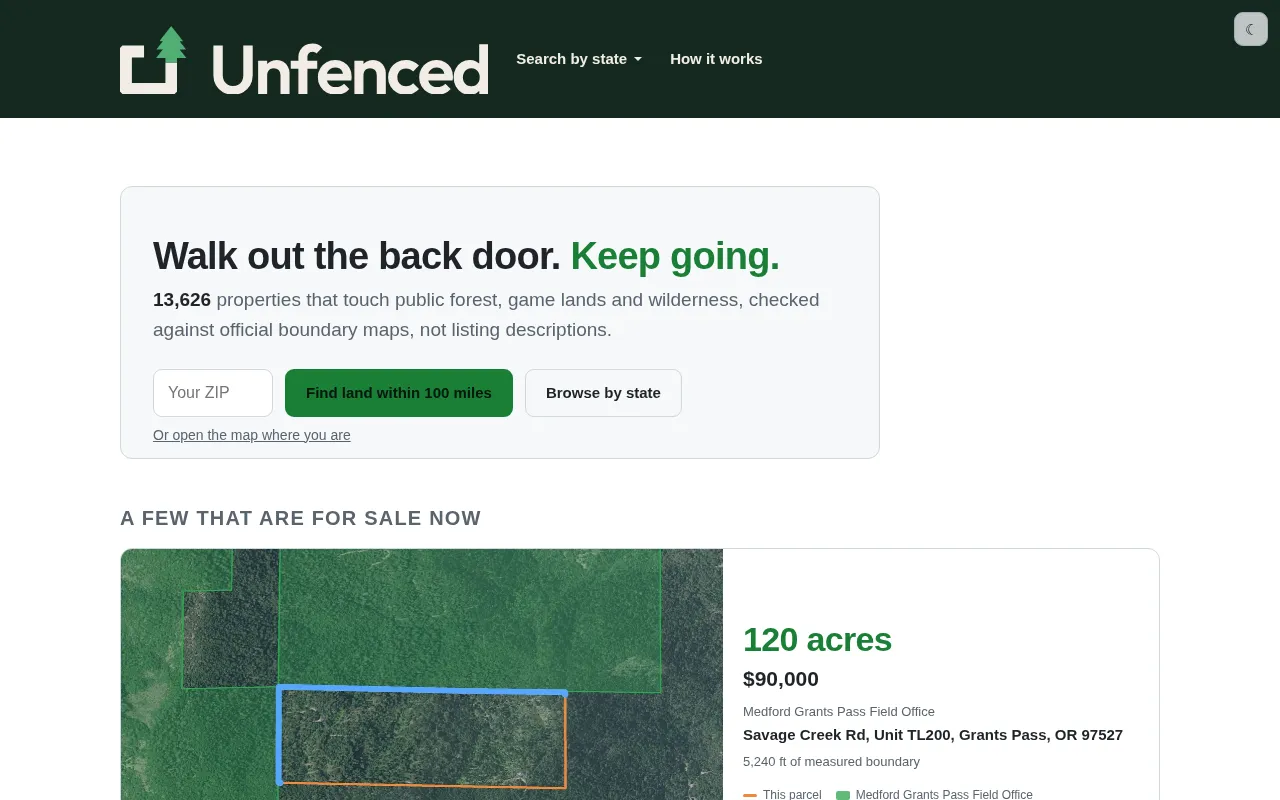 Unfenced: Finding Land for Sale That Borders Public Land