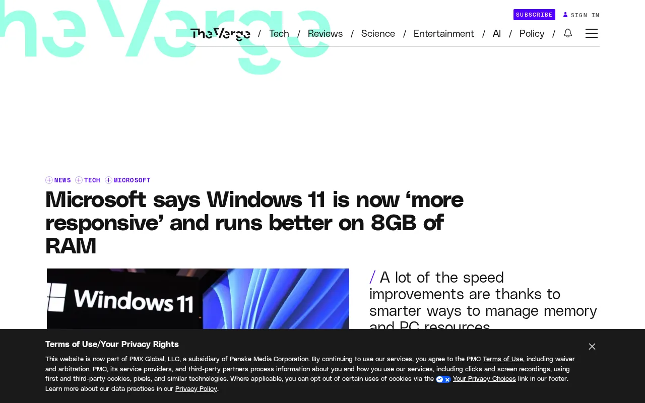 Microsoft Says Windows 11 Is Up to 20% More Responsive, Runs Smoothly Even on 8GB of RAM
