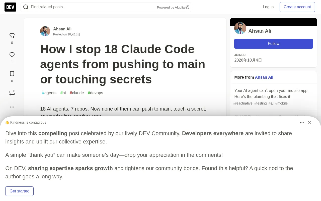 Managing 18 AI Agents with Claude Code Mods: Blocking Main Branch Pushes and Secret Access