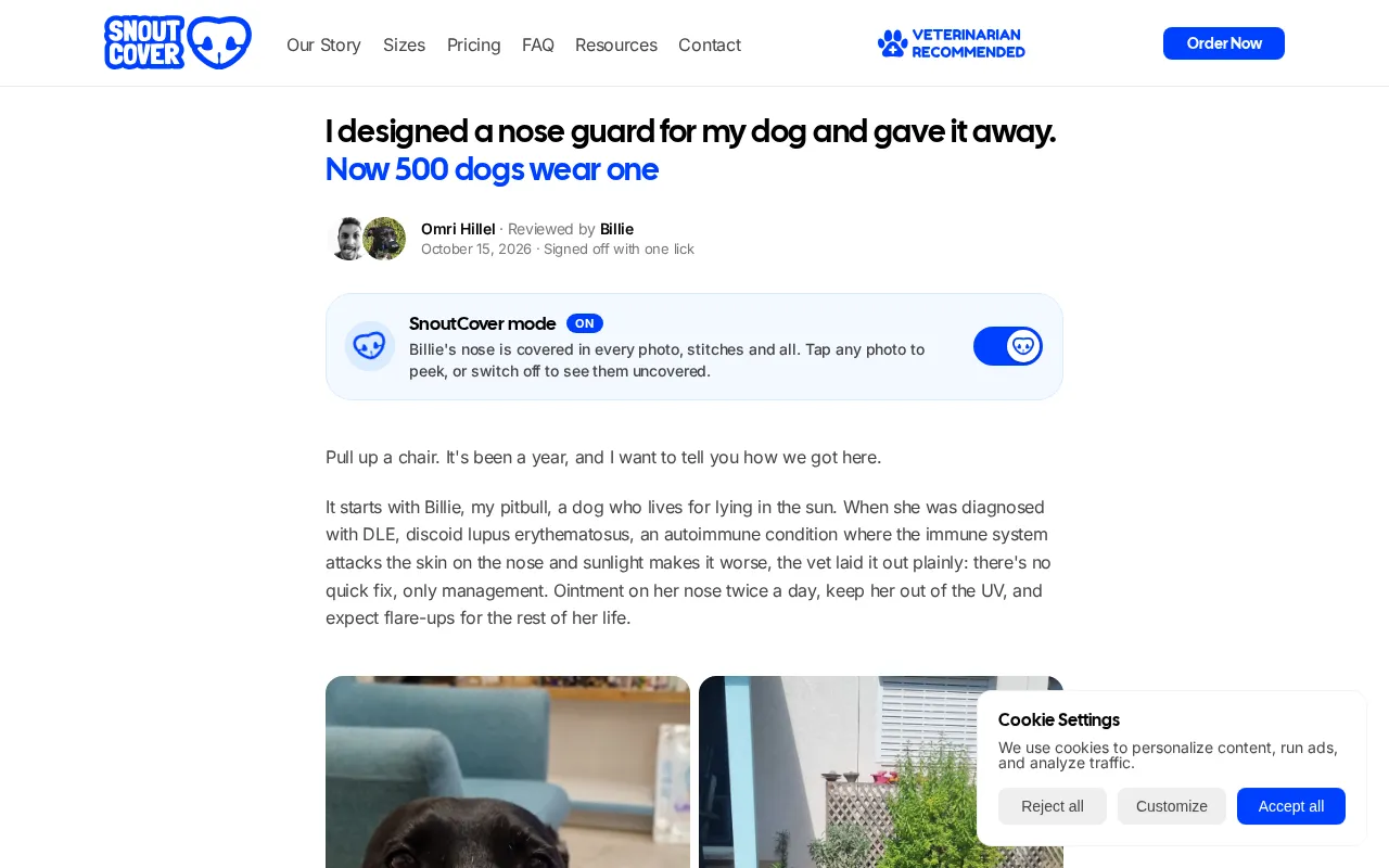 Designer Creates Nose Guard for His Dog, Open-Sources It, and 500 Dogs End Up Wearing One