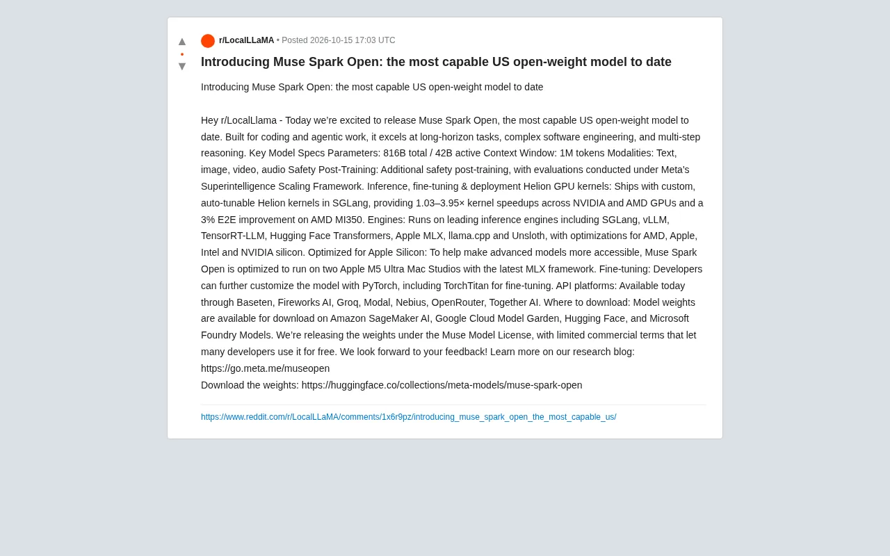 Muse Spark Open release announcement