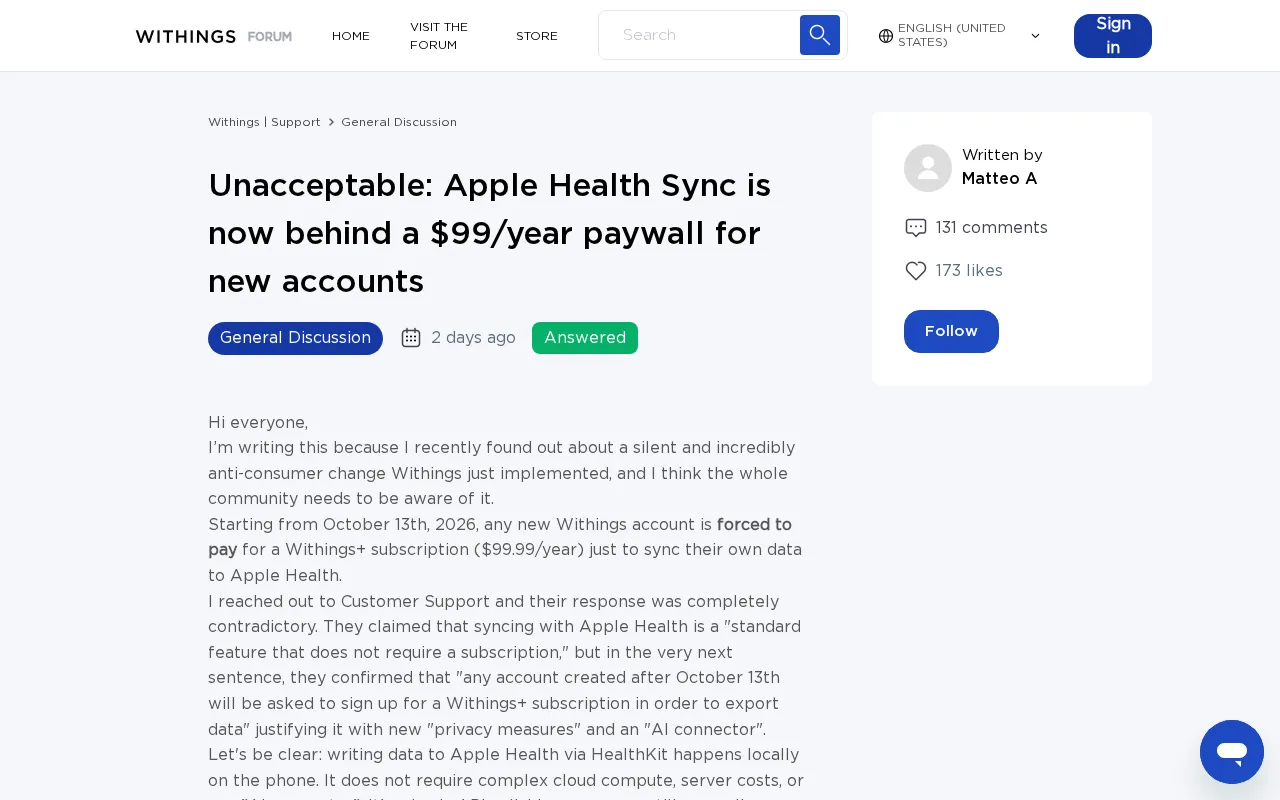 Withings subscription strategy related screenshot