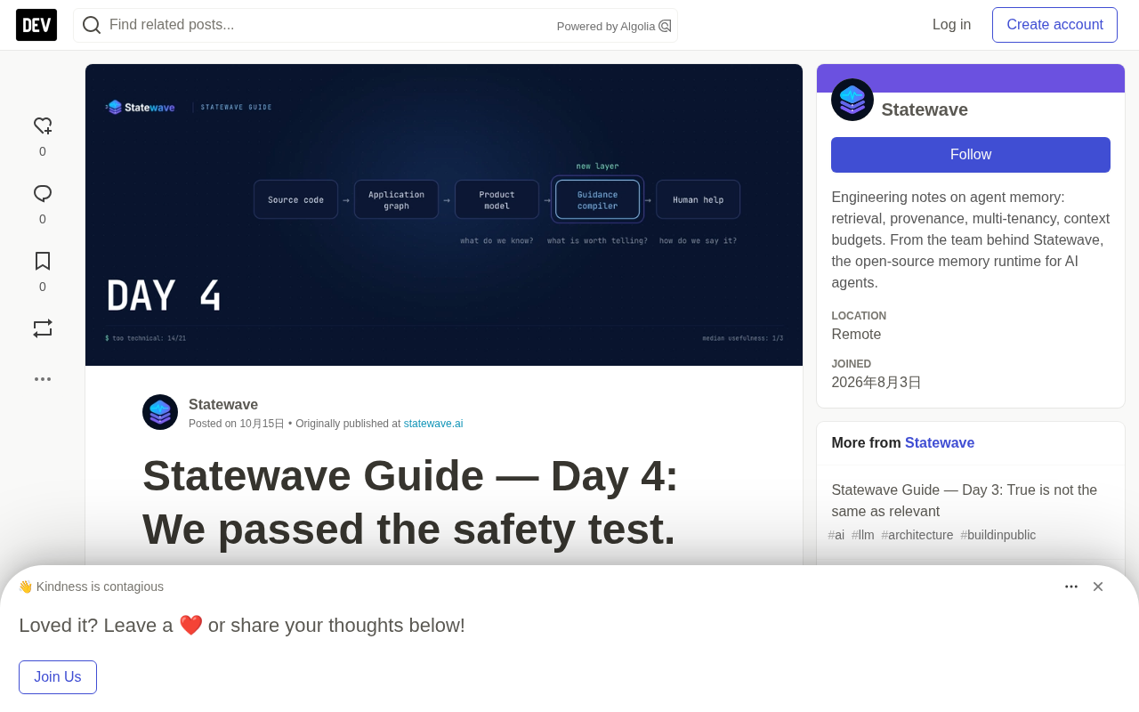 All Safety Tests Passed, Yet Product Tests Failed: A Statewave Guide Experiment Retrospective