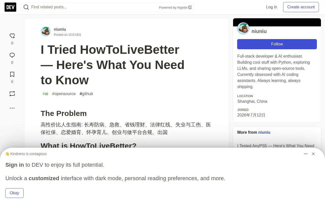 HowToLiveBetter project screenshot