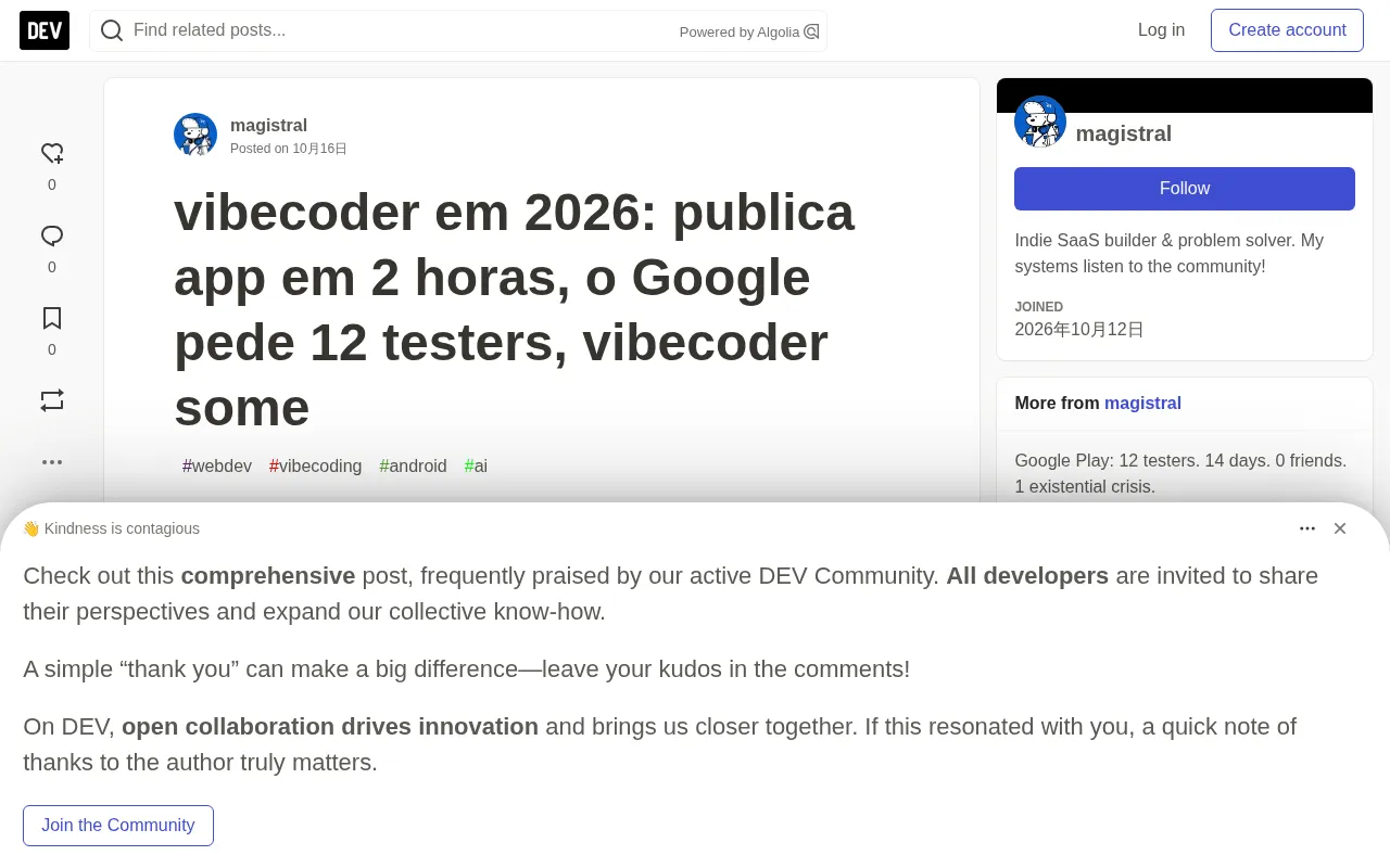 Build an App in 2 Hours, But Google Wants 12 Testers: The vibecoder's 2026 Dilemma
