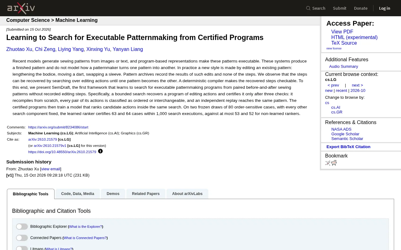 Learning to Search for Executable Patternmaking from Certified Programs: The SemDraft Framework Explained