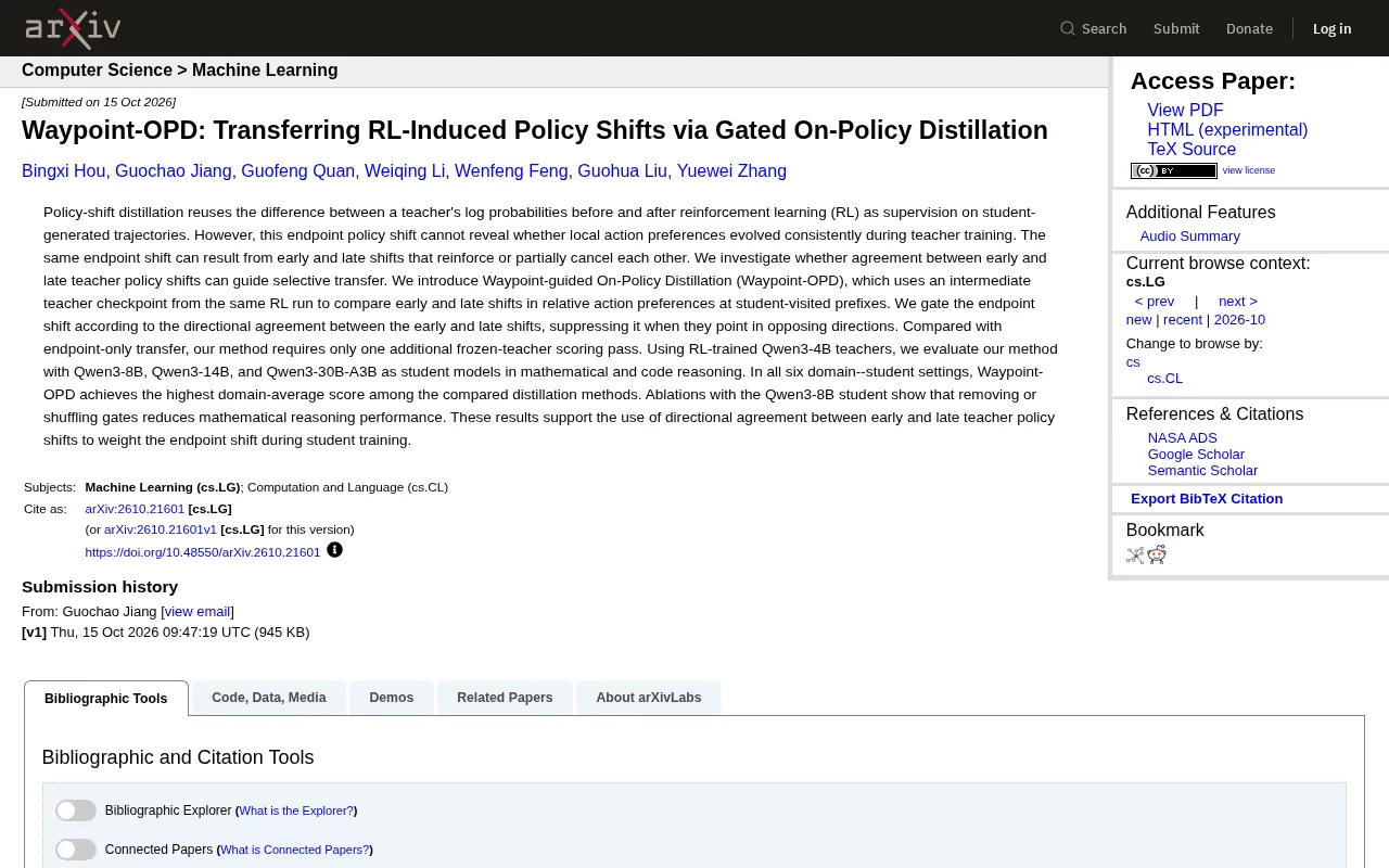 Waypoint-OPD: Migrating RL Policy Shifts via Gated Distillation