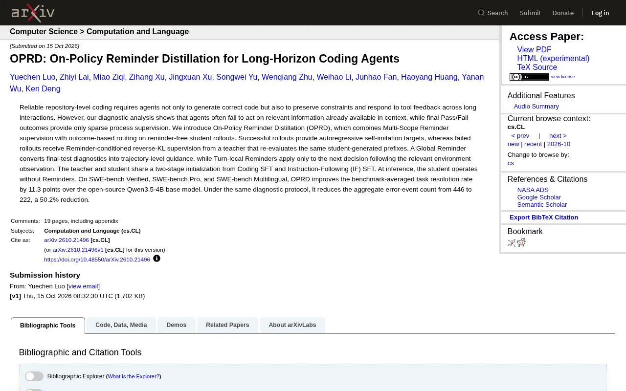 OPRD: A New Training Method That Frees Coding Agents from "Reminder Dependency"