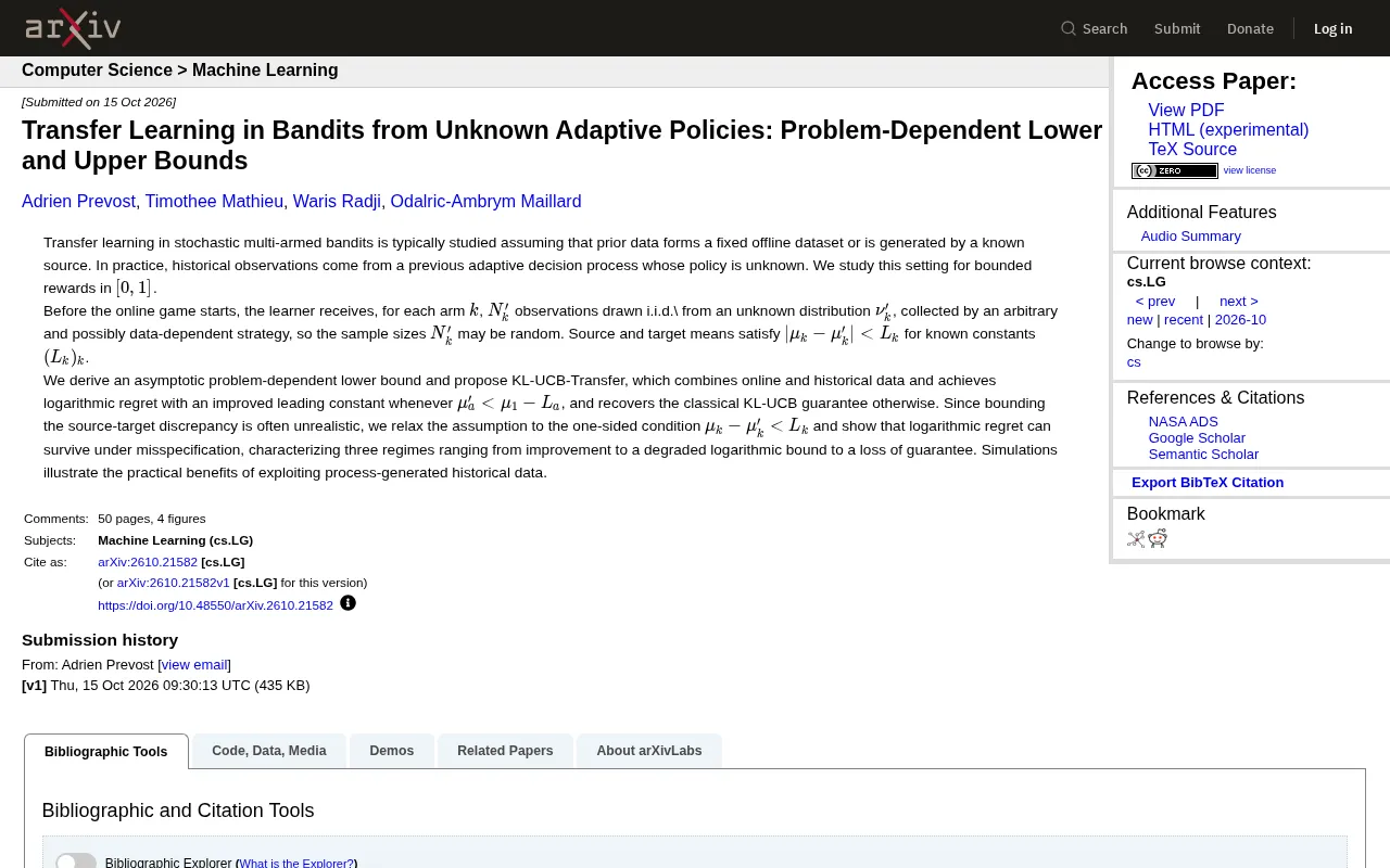 Bandit Transfer Learning Under Unknown Adaptive Policies: New Breakthroughs in Upper and Lower Bounds