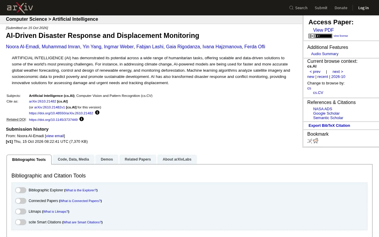 AI-Driven Disaster Response and Displacement Monitoring: A New Paradigm for Humanitarian Aid
