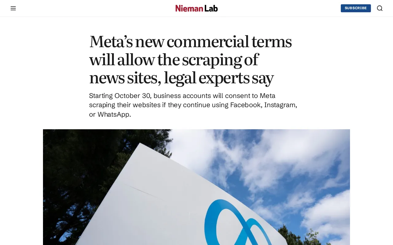 Meta将于10月30日起抓取企业账户网站内容