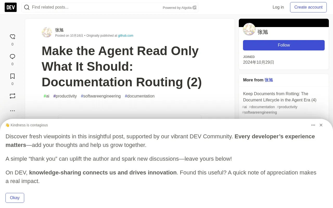 Making Agents Read Only What They Should: Three-Layer Principles for Document Routing in Large Projects