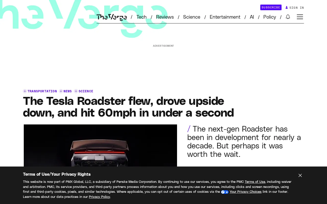 Tesla Roadster Takes Flight, Drives Upside Down, and Hits 0-60 in Under a Second