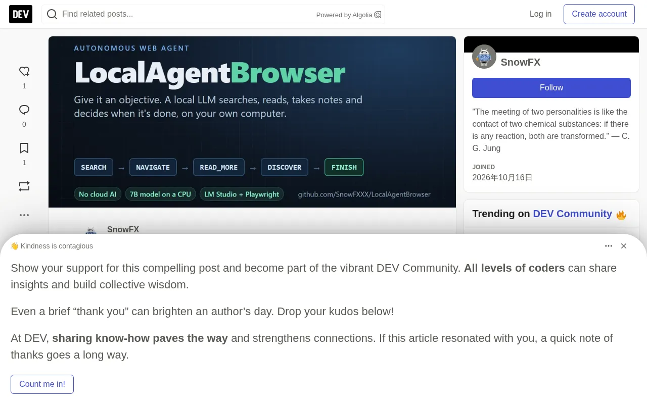 Running a 7B Model on CPU: Lessons from Building LocalAgentBrowser, an AI Browser Agent