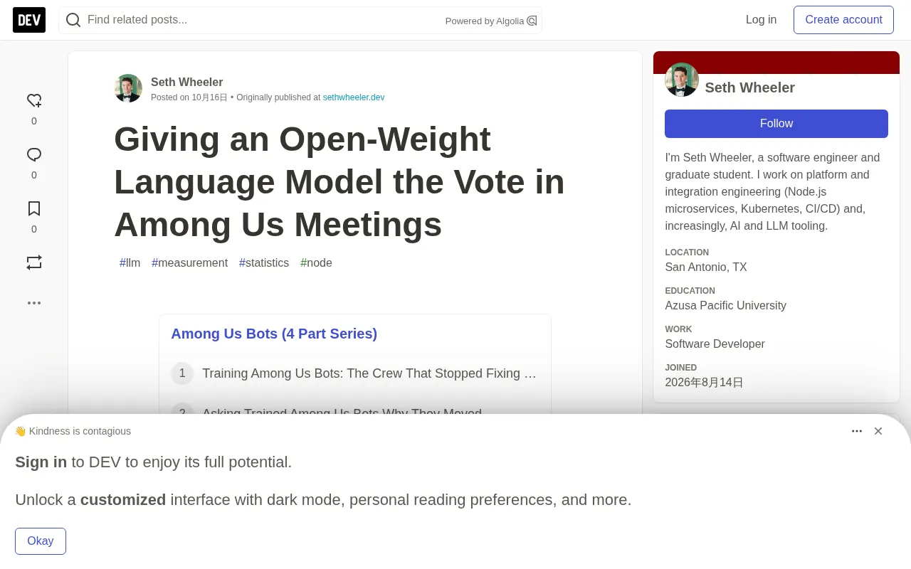 Why Open-Source LLMs Lose to Tiny Networks in Among Us Voting