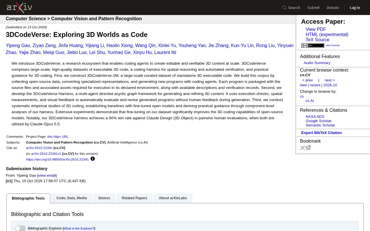 3DCodeVerse: Letting AI Coding Agents Generate Editable 3D Worlds