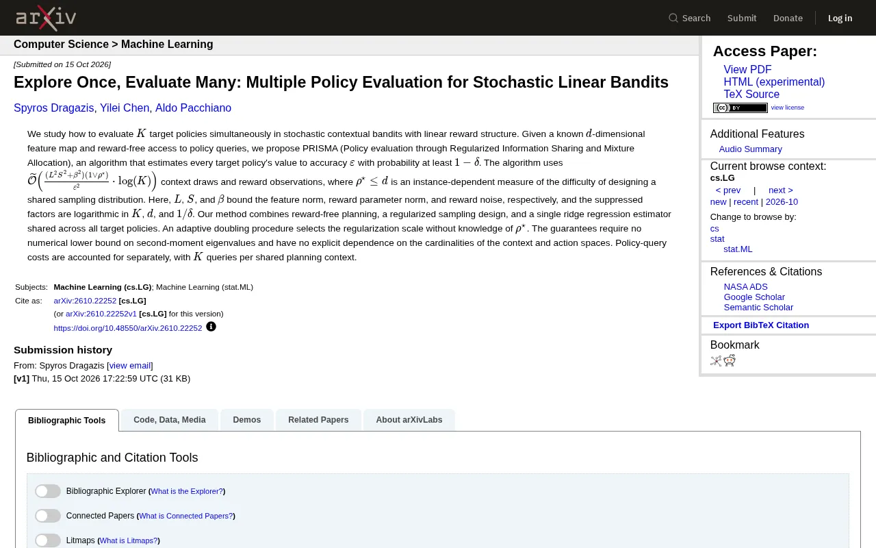 Explore Once, Evaluate Many: A New Approach to Multi-Policy Evaluation in Stochastic Linear Bandits