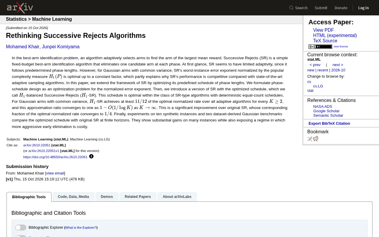Rethinking the Successive Rejects Algorithm: Optimized Stage Scheduling Improves Best-Arm Identification Efficiency