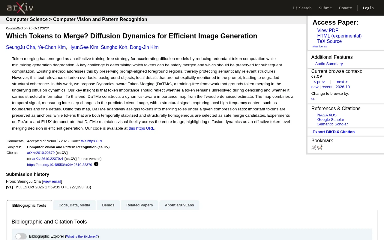 Overview of the Diffusion-Dynamics Token Merging Method