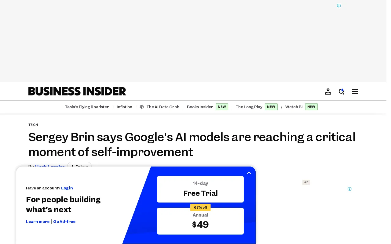 Sergey Brin Says Google AI Models Are Approaching Recursive Self-Improvement