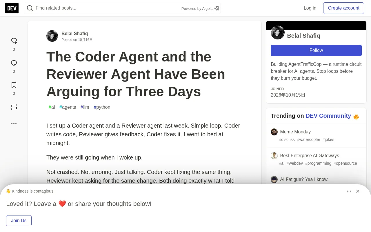 Coder and Reviewer Agents Stuck in an Infinite Loop: Why Step Limits Fail