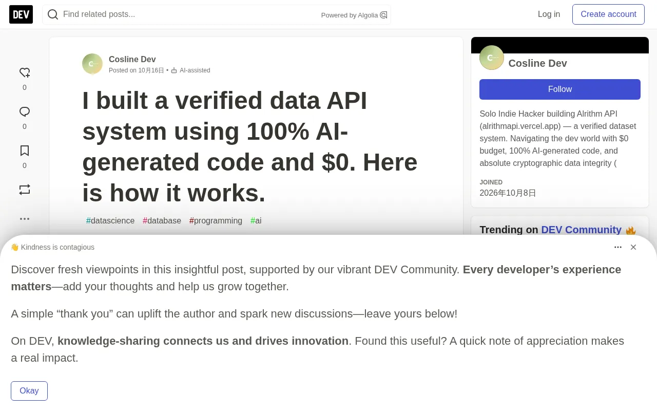 Building a Data API on Zero Budget: A Retrospective on 100% AI-Generated Code