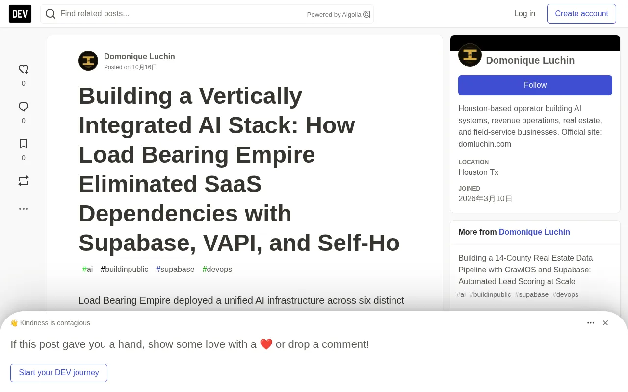 Load Bearing Empire self-built AI stack architecture