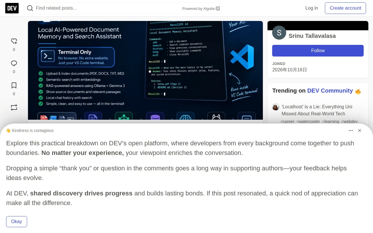 Moving RecallOS into the Terminal: A Hands-On Local AI Document Assistant Makeover