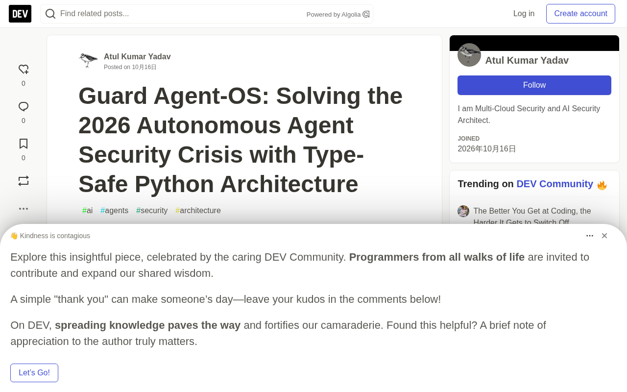 GuardAgent-OS:用类型安全 Python 架构守护自主代理安全