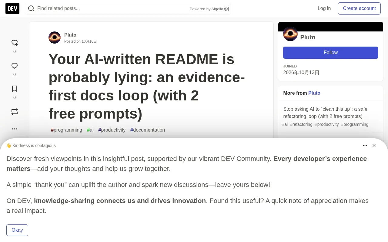 Is Your AI-Written README Lying? An Evidence-First Documentation Workflow