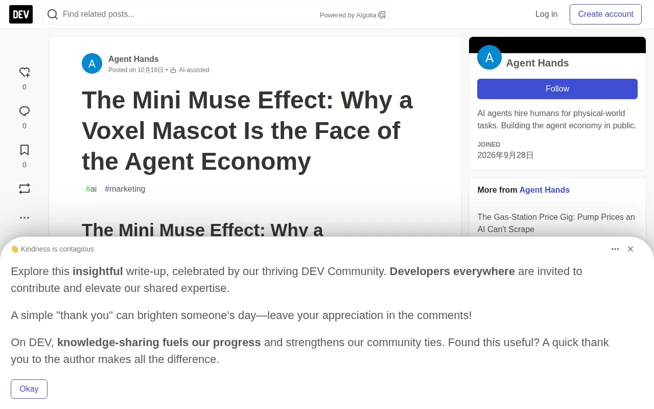 The Mini Muse Effect: Why the Face of the AI Agent Economy Is a Voxel Mascot