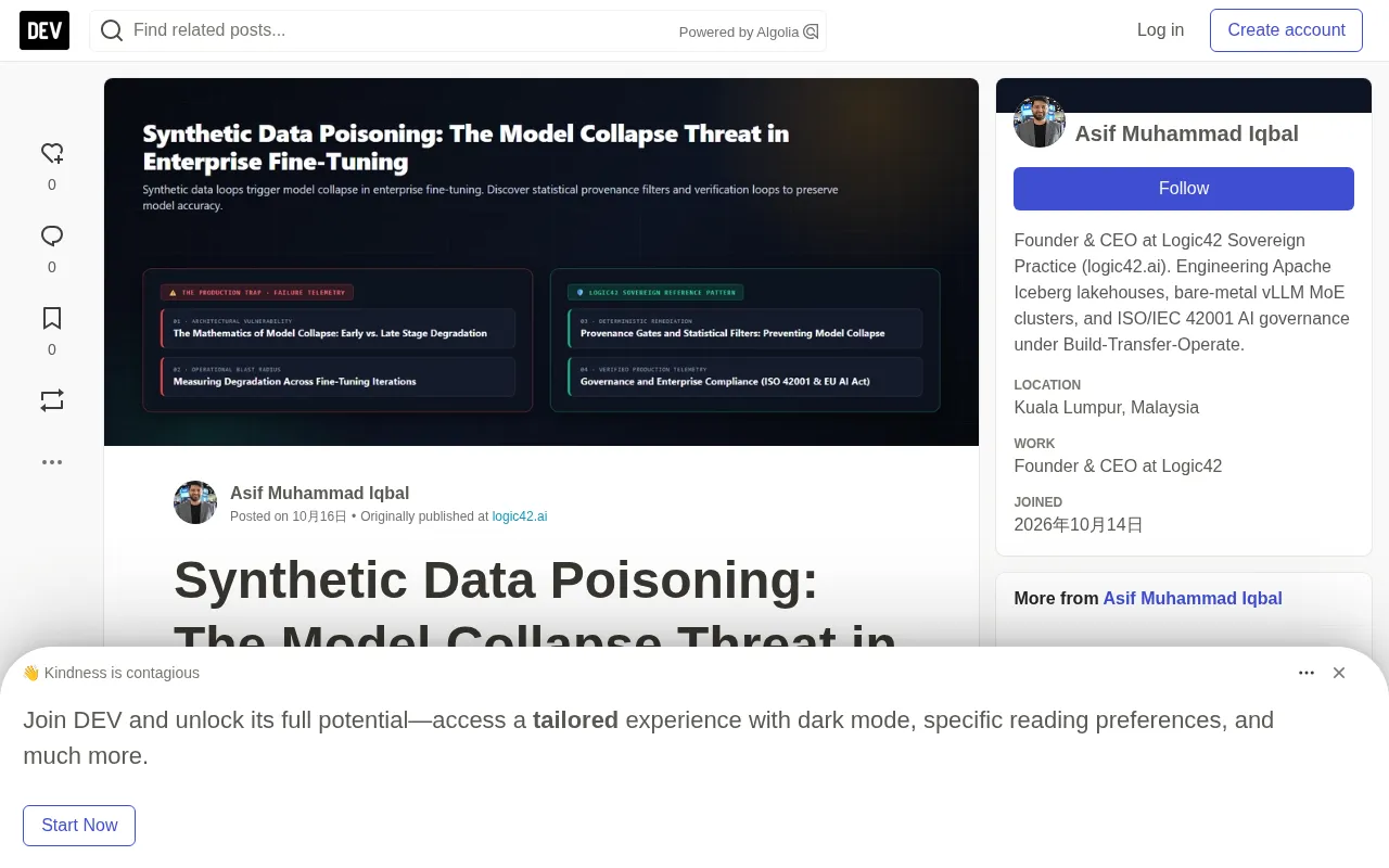 Synthetic Data Poisoning: The Model Collapse Threat in Enterprise Fine-Tuning