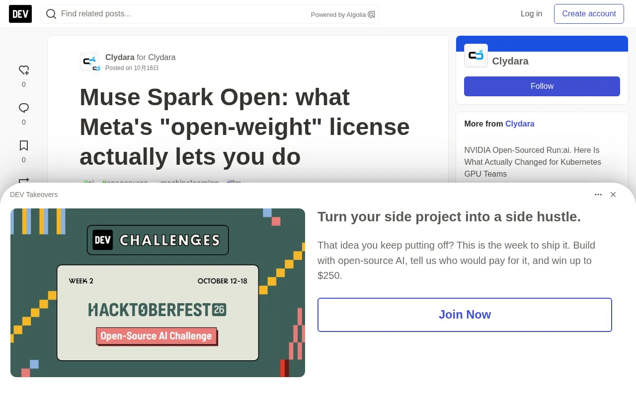 Meta Open-Sources Muse Spark: Open Weights but Not Open Source, with Three Commercial Strings Attached