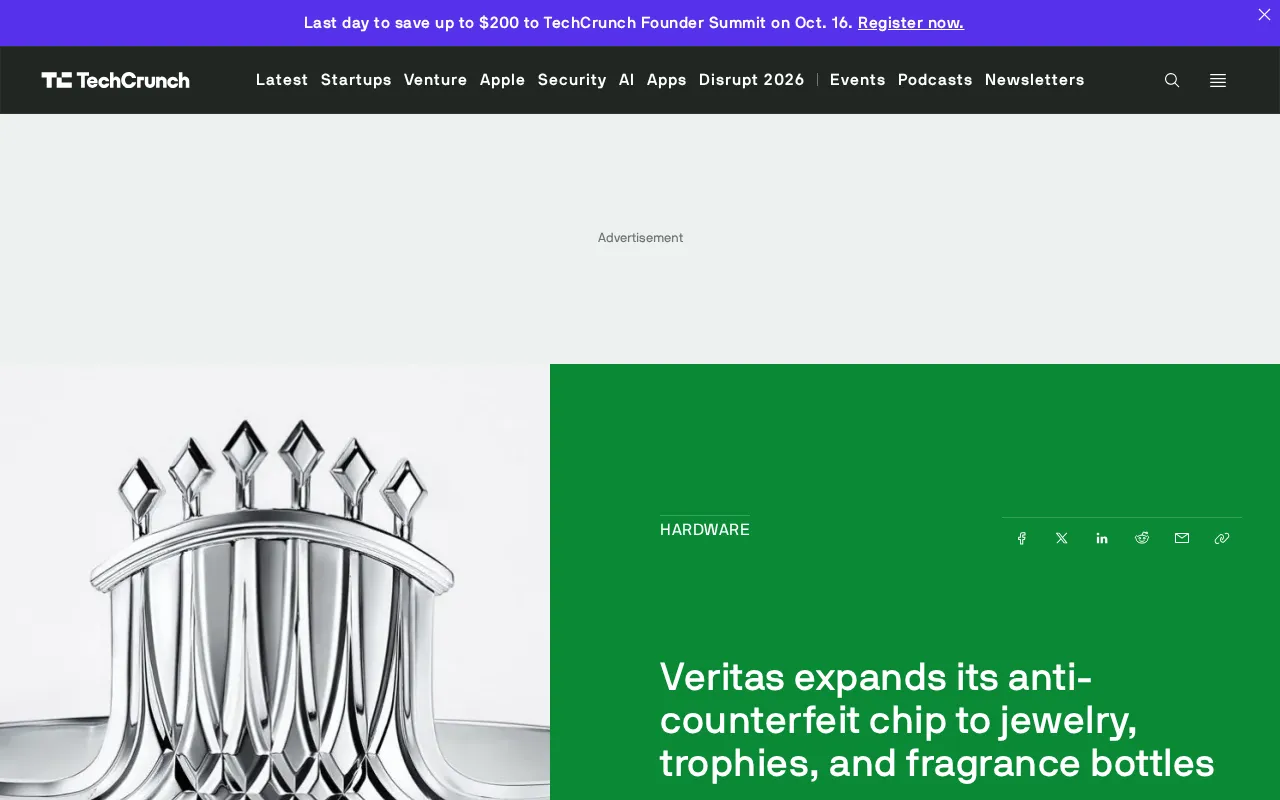 Veritas Expands Anti-Counterfeit Chips to Jewelry, Trophies, and Perfume Bottles