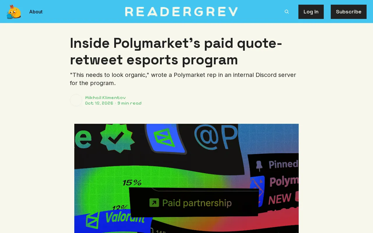 Polymarket Exposed for Paid Shill Program: Inside the Esports Promotion Scheme