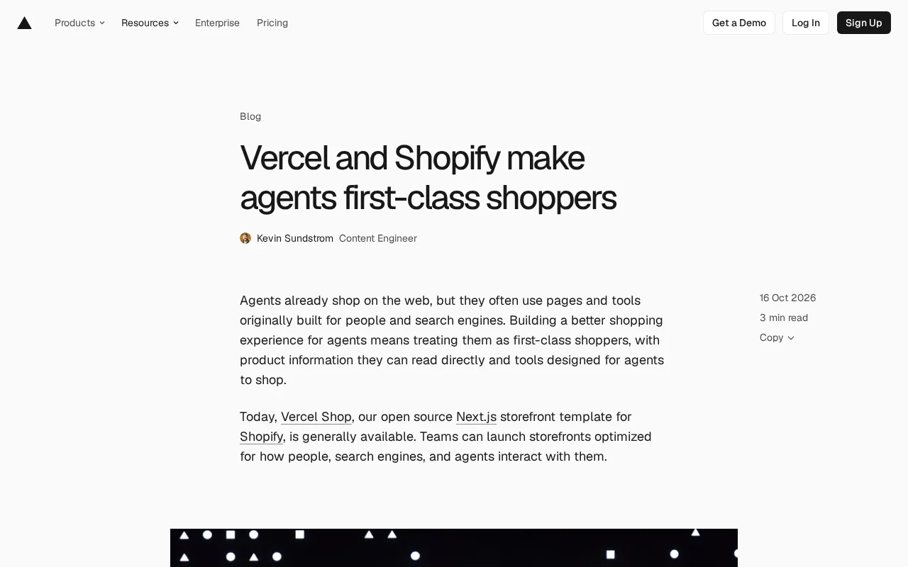 Vercel Shop Launches: Making AI Agents First-Class Shoppers