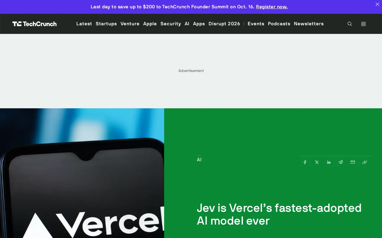 Jev Becomes the Fastest-Adopted AI Model in Vercel's History
