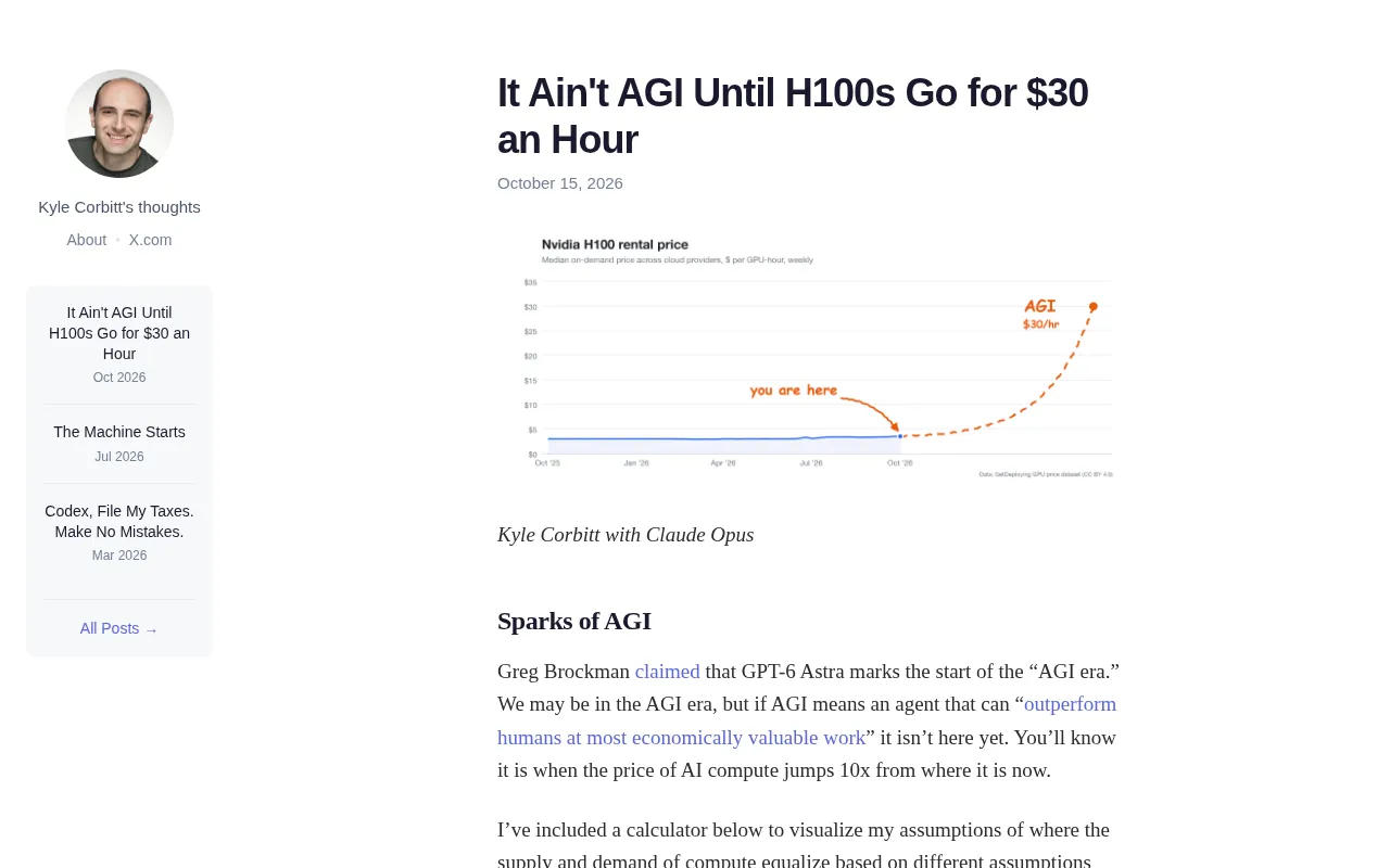 AGI的真正试金石:H100租金跌破30美元意味着什么