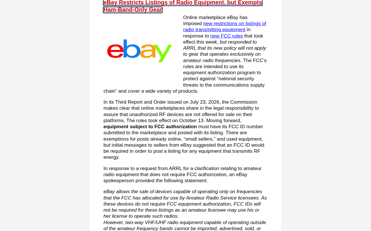 eBay限制业余无线电设备上架:仅限火腿频段设备获豁免