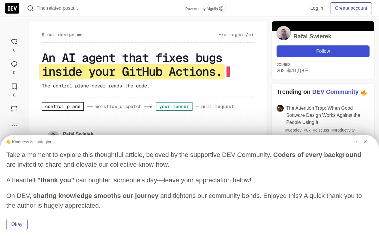 Architecture Design and Security Practices for Running an AI Bug-Fixing Agent in GitHub Actions