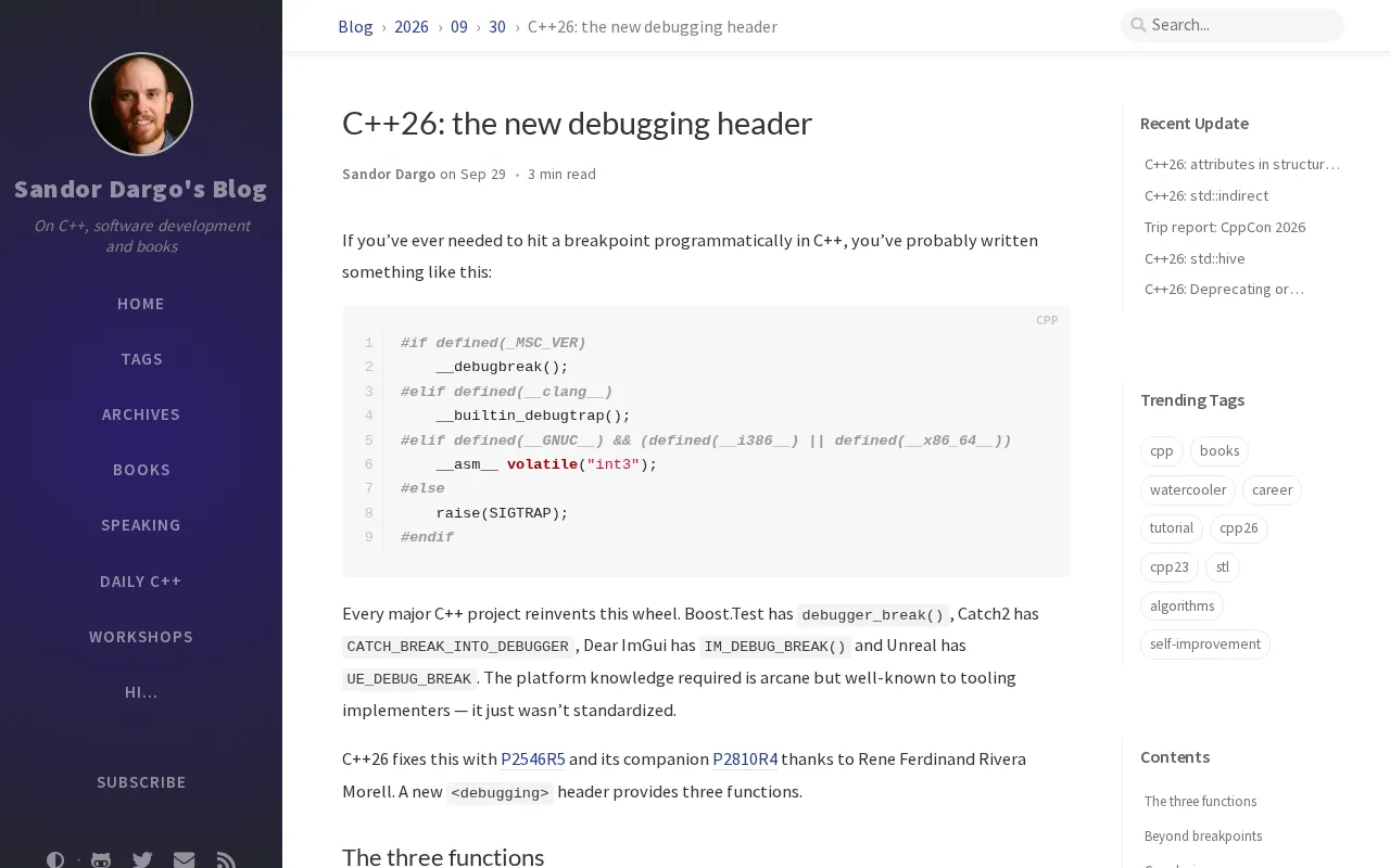 C++26's New Debugging Header: Standard Library Finally Gets Built-in Debug Support