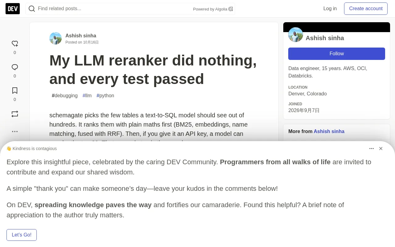rss source: My LLM reranker did nothing, and every test passed