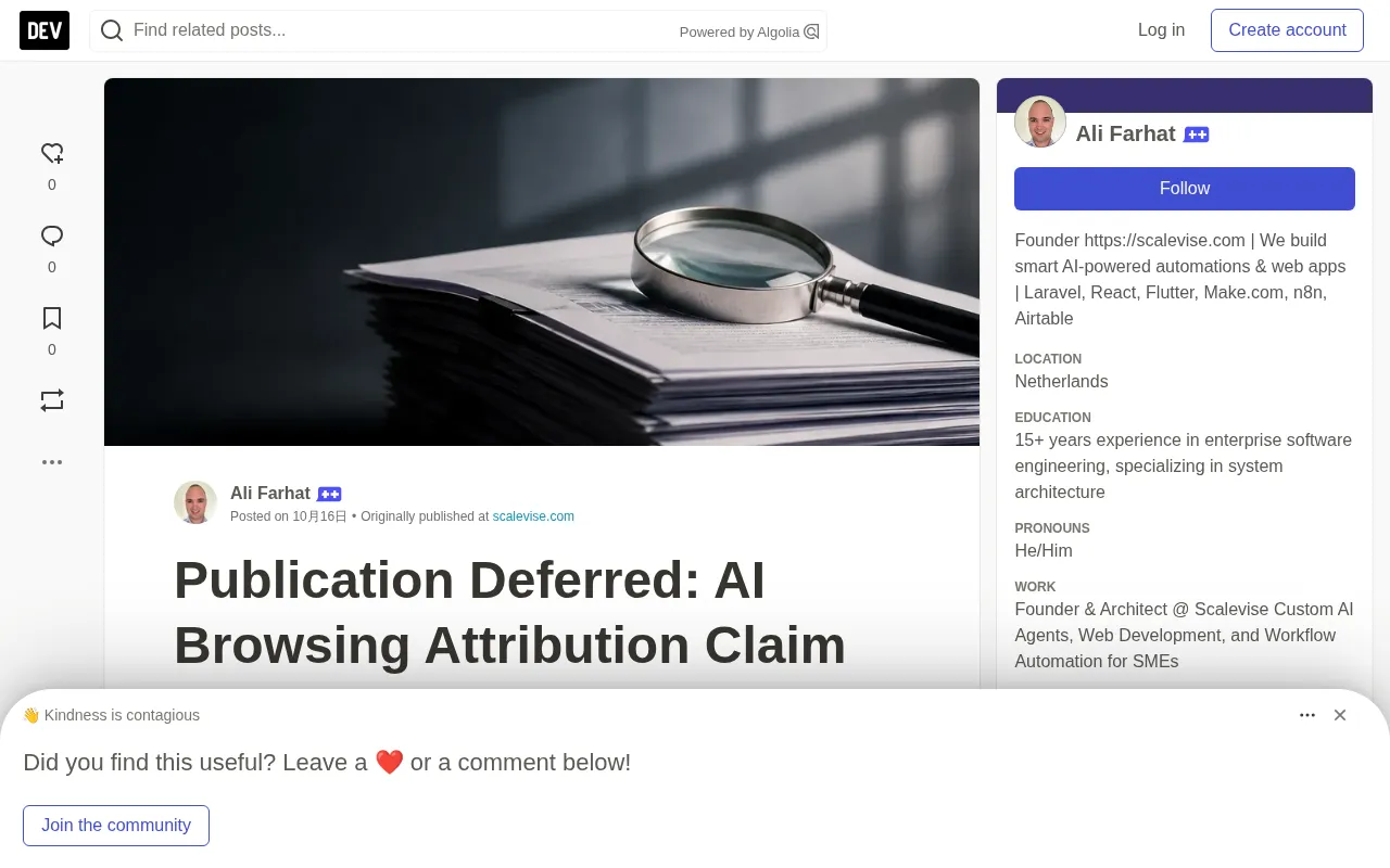 AI Browsing Attribution Claim Remains Unverified: Why We Decline to Publish Unconfirmed Research