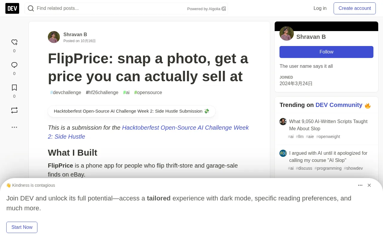FlipPrice: Snap a Photo, Get a Price — Open-Source AI Makes Resale Pricing More Accurate
