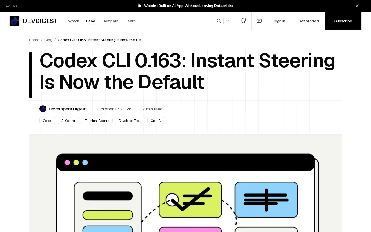 Codex CLI 0.163 Update: Instant Steering Now Default, Searchable Config, and Daybreak Rollout
